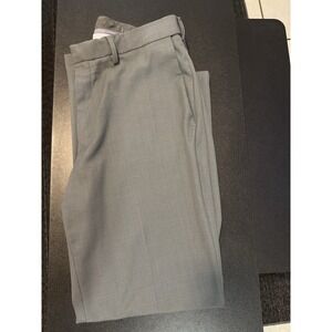 Haggar Classic Fit Dress Pants Gray 34x30 Polyester Men's Solid Flat Front